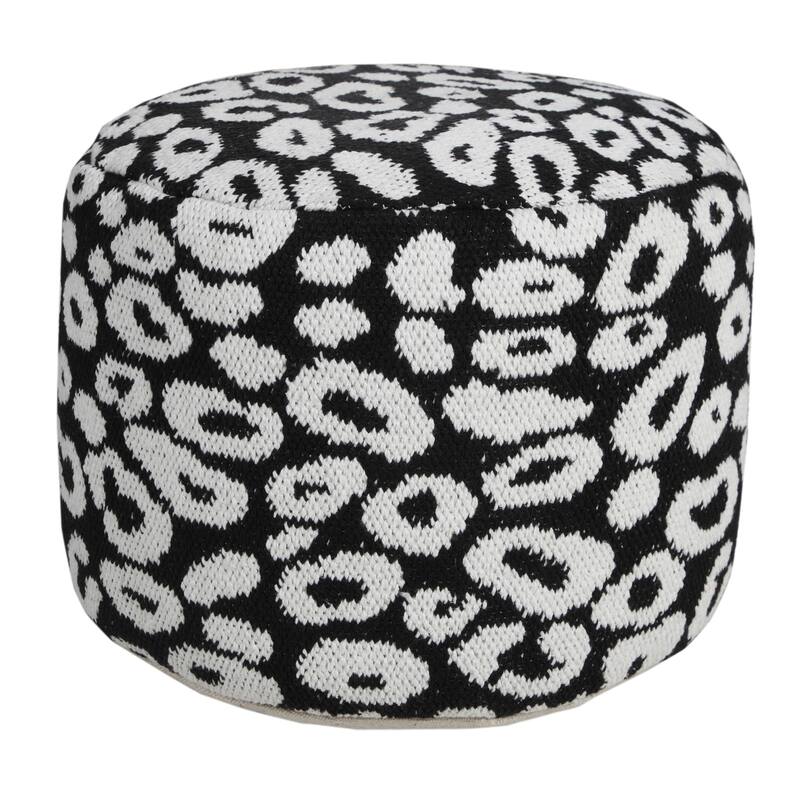 18" Abstract Pouf Ottoman Cotton Blend Upholstered Footrest and Seat