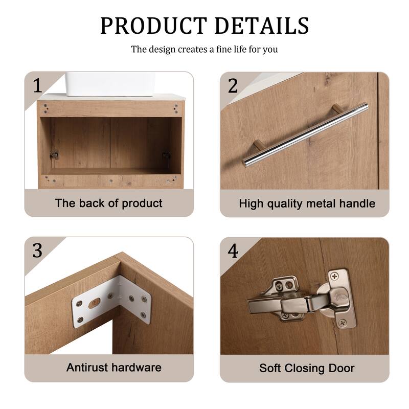 Beingnext 24"/30" Single Bathroom Vanity with Sink, Floating Bathroom Vanity with 2 Soft Close Doors