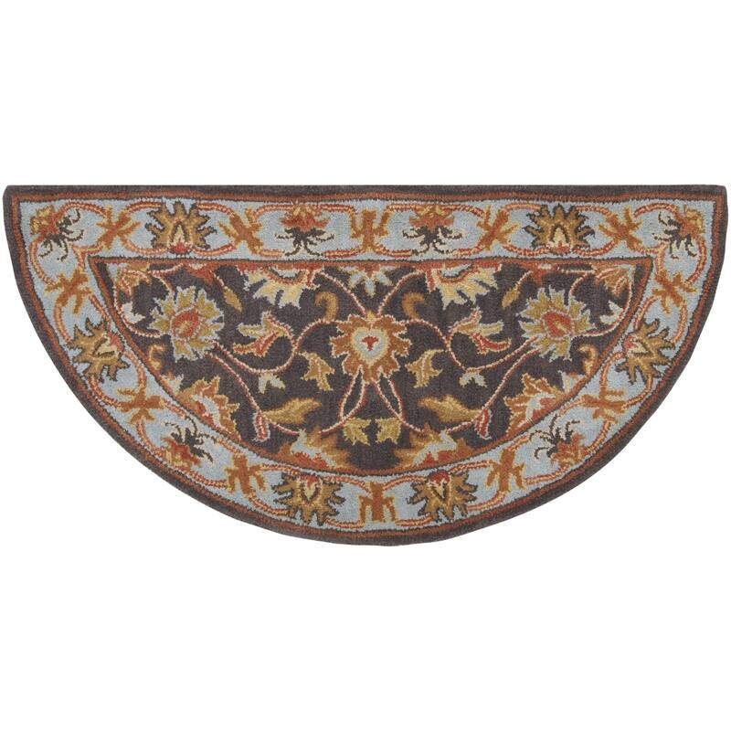 Livabliss Caesar Updated Traditional Border Area Rug. - 2' x 4' - Charcoal/Blue - Hearth