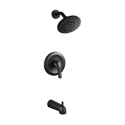 Wall Mount Shower Faucet With Tub Spout Matte Black Shower System Set With Rain Shower Head Tub Shower Trim Kit Set With Valve