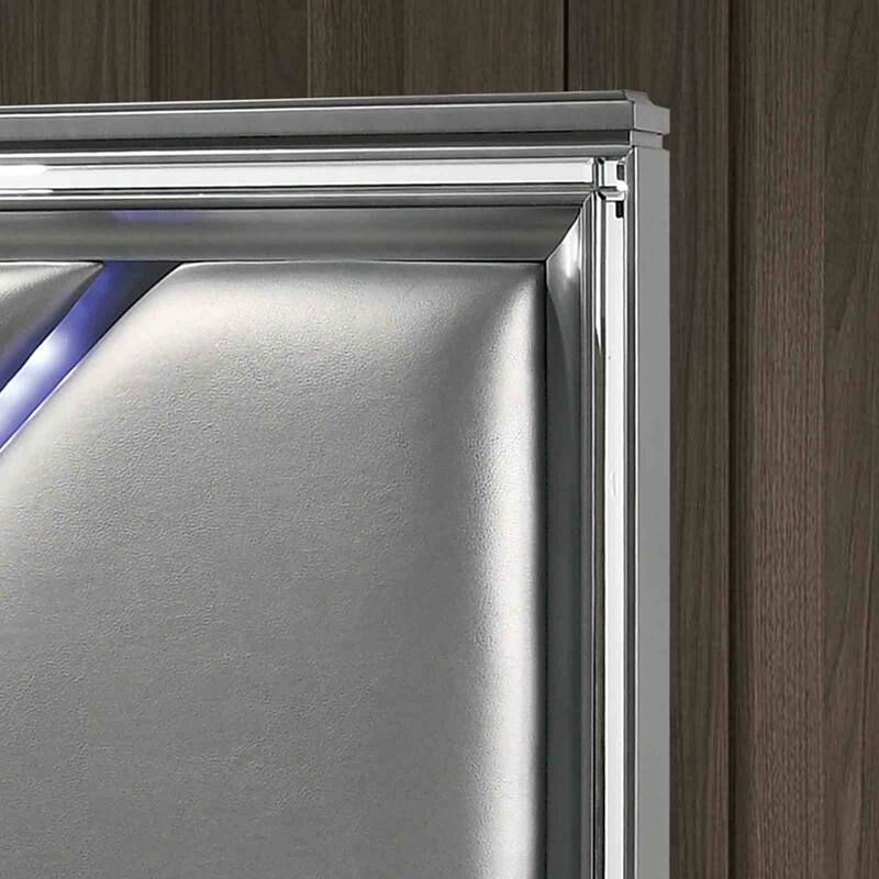 Modern Silver Finish 1PC LED Footboard Drawers Bed