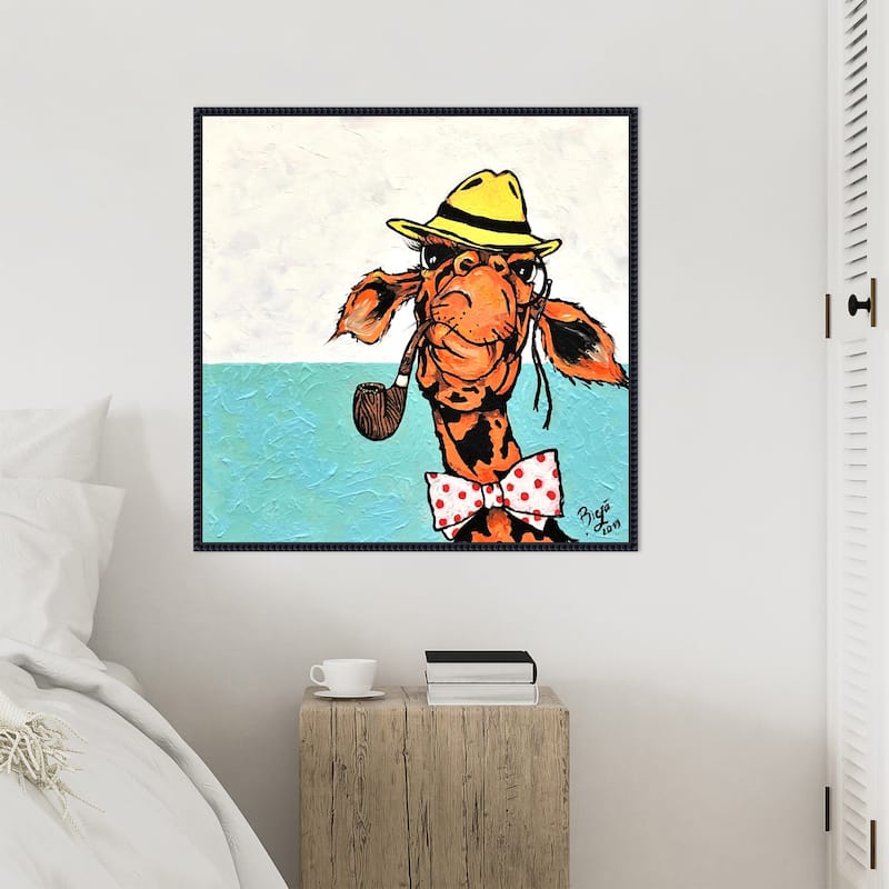 Mister Handsome by Anda Bieza Framed Canvas Wall Art Print - Sylvie Beaded Black
