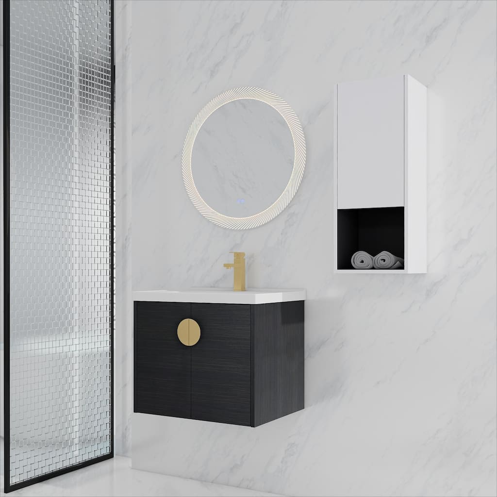 24" Wall-Mounted Bathroom Vanity With Ceramic Sink