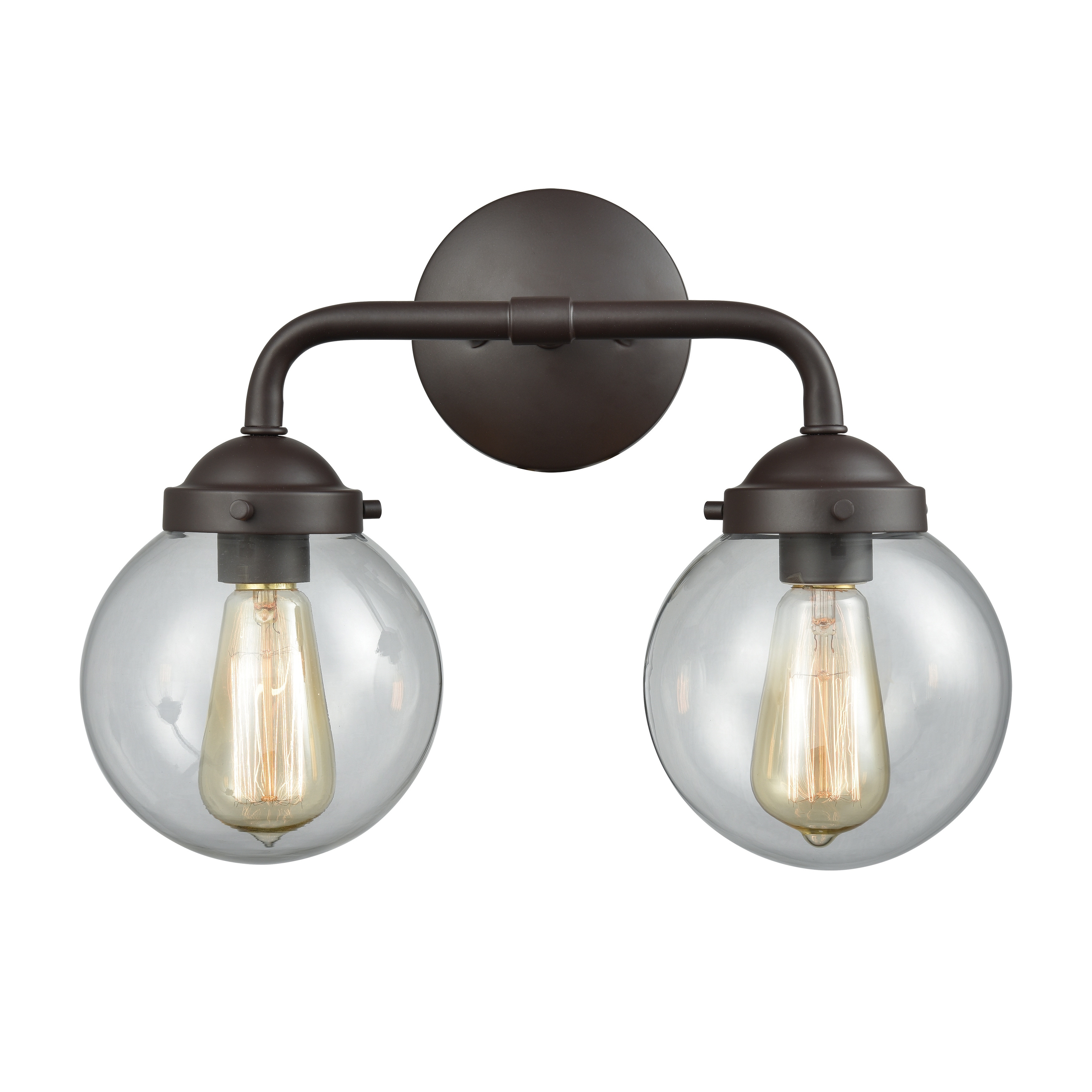 Elk Home Beckett Oiled Bronze With Clear Glass 2 Light Vanity Light