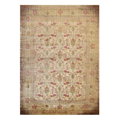 Ivory Distressed Bohemian Isabella Medallion Rug by , Stylish and Trendy Area Rug for Adding a Bohemian Chic Touch