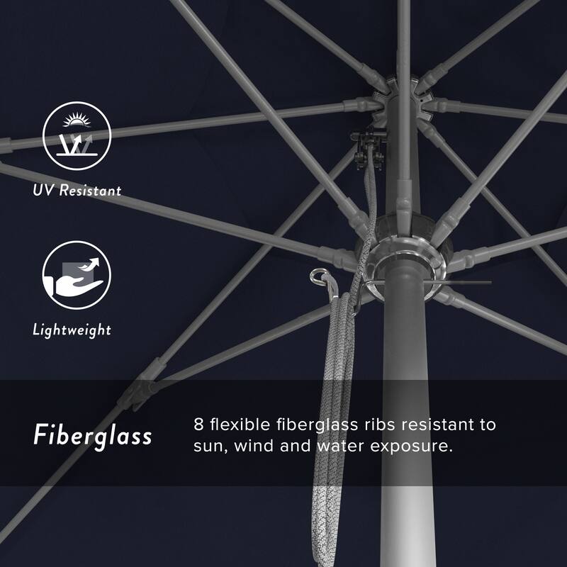 California Umbrella 11' Rd Aluminum Frame, Fiberglass Rib Market Umbrella, Push Open, Anodized Silver Finish, Olefin Fabric