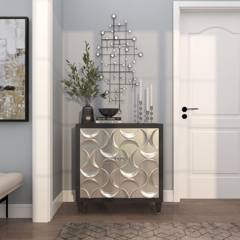 Silver Metal Abstract Home Wall Decor with Crystal Embellishments