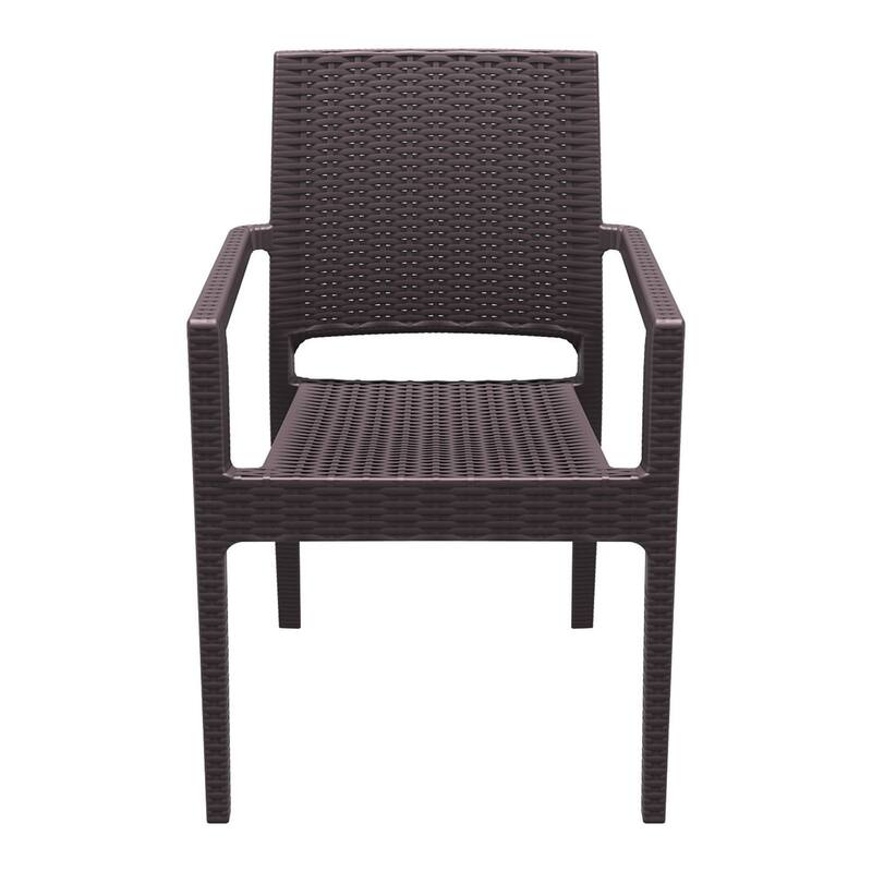 34" Brown Wickerlook Patio Stackable Dining Chair