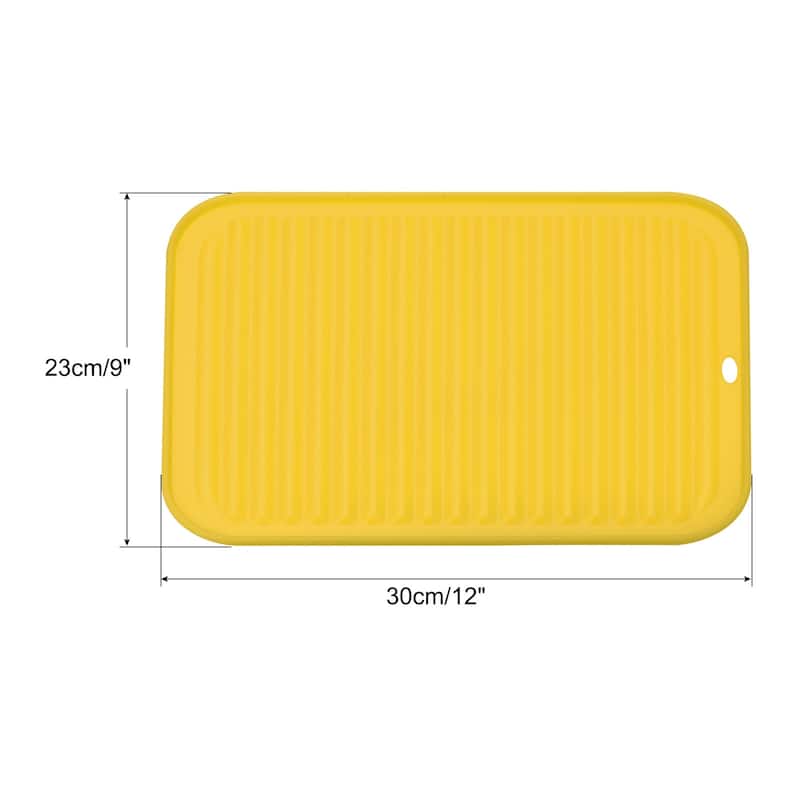 Dish Drying Mat, Reusable Sink Drain Pad Heat Resistant for Kitchen - 12 x 9 x 0.24 inch - Yellow
