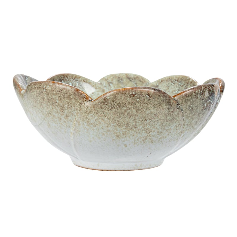 Stoneware Flower Bowl with Reactive Glaze - 4.9"L x 4.9"W x 1.9"H