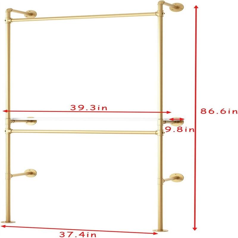 Industrial Pipe Clothing Racks with 2 Tier Shelves