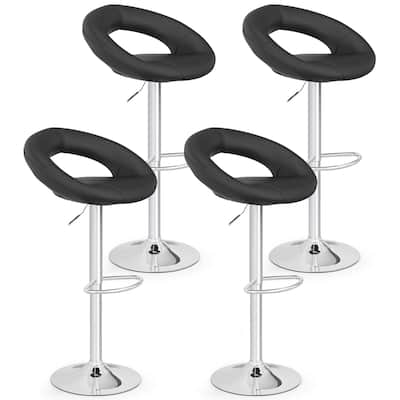 Gymax Set of 4 Adjustable Bar Stools Swivel Pub Chairs Barstools PU - See Details