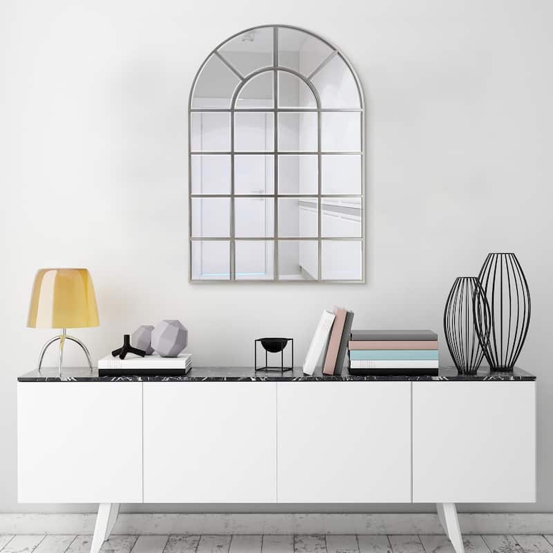 Beveled Arch Window Panel Wall Floor Mirror - Clear - 30 in. x 0.9 in. x 44 in.