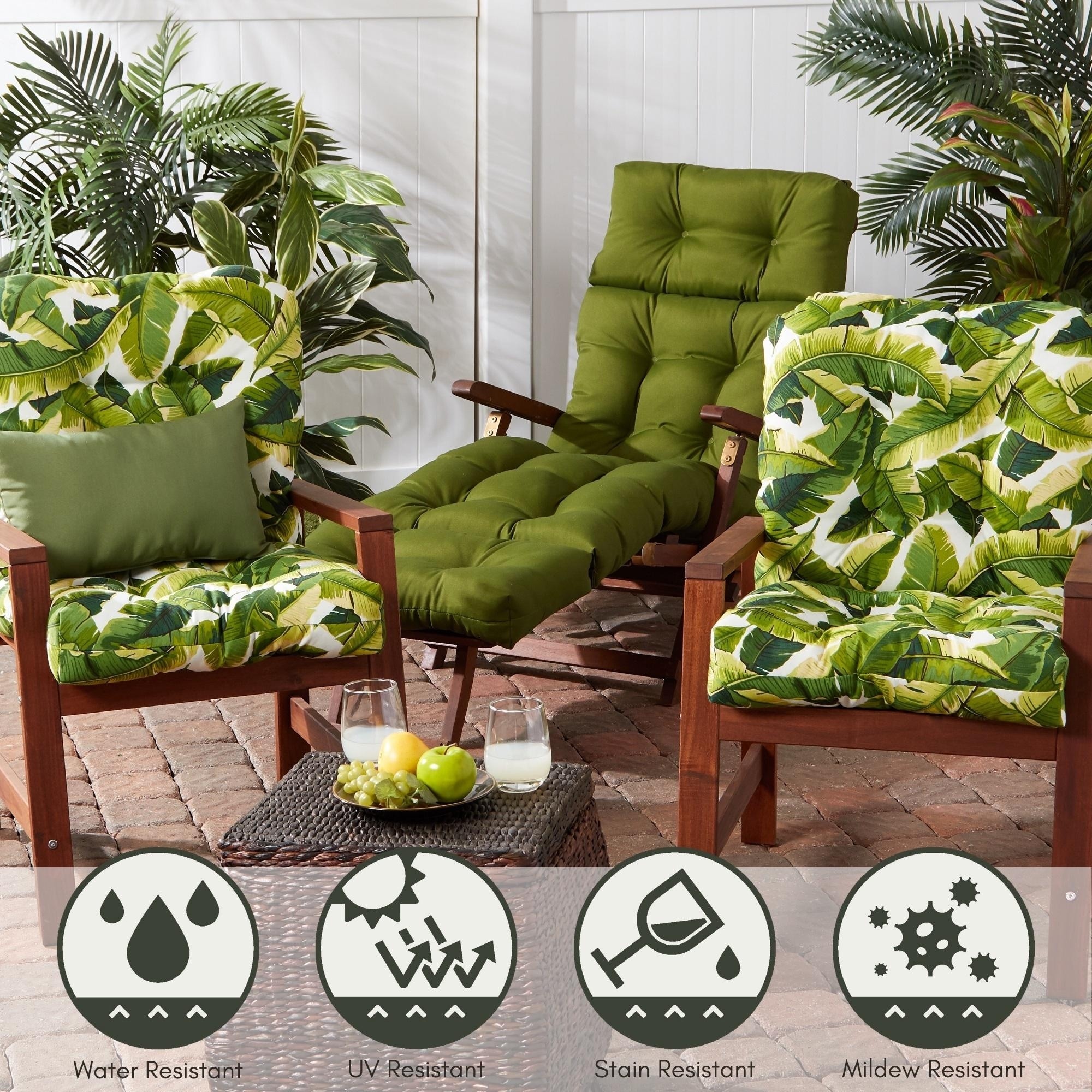 Furniture Hunter Green Outdoor Cushions Palm Leaves 21 X 42-inch