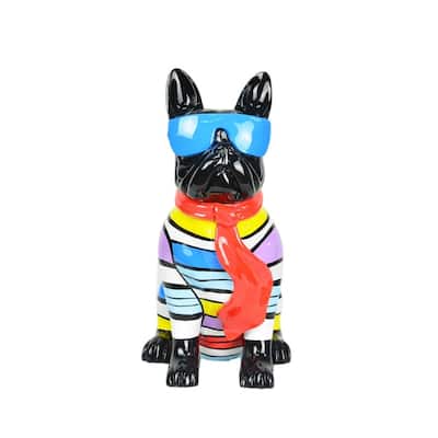 Interior Illusions Plus Stripe Dog with Blue Glasses - 14" tall