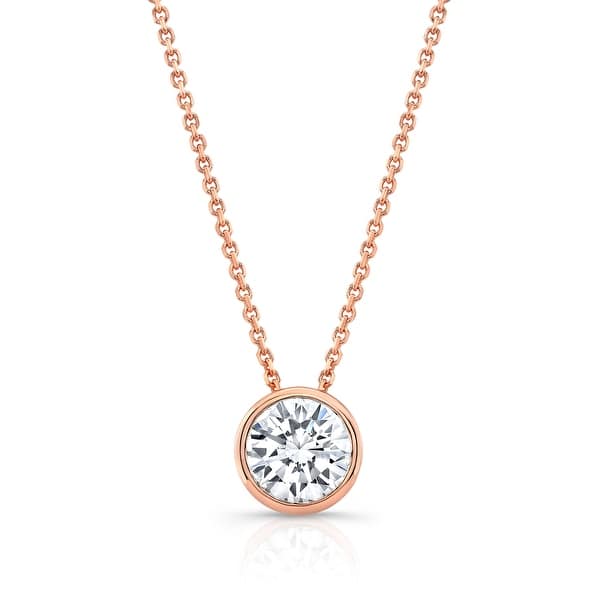 New .30ct Diamond Solitaire 9ct Rose Gold Pendant Necklace & Gold Chain £220