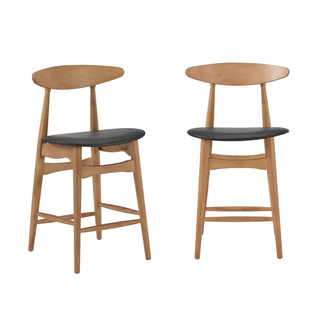 Ribe Mid-Century Wood Counter Height Stools (Set of 2)