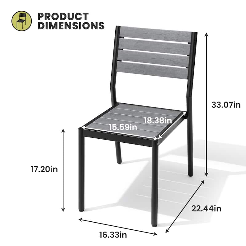 Outdoor Dining Chairs Modern Aluminum Stackable Armless Chairs for Patio
