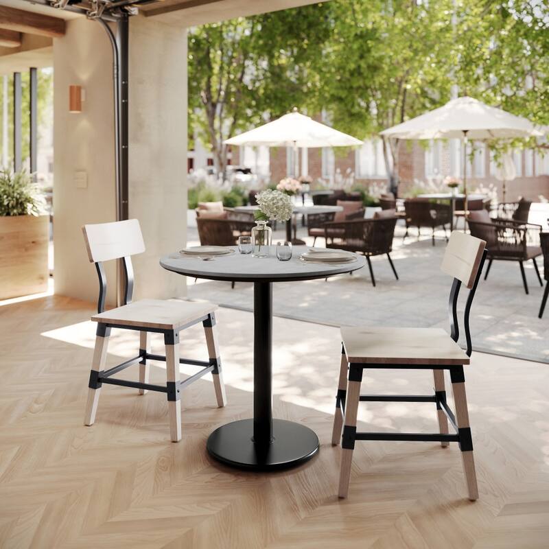 Commercial HPL Tabletop with Table Height Round Base