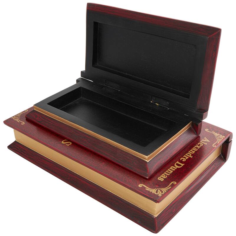 Blue, Green, Brown or Red Wooden Storage Faux Book Box (Set of 2)