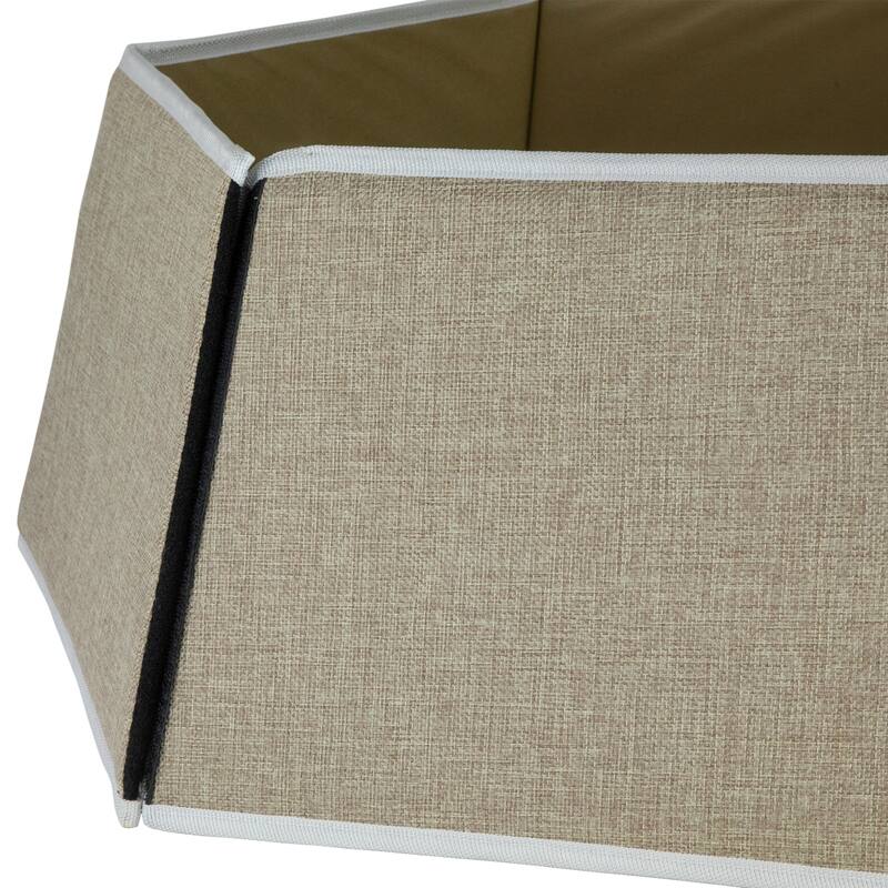 26" Beige Burlap with Reindeer Hexagonal Christmas Tree Collar