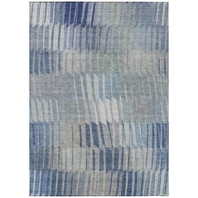 Machine Washable Indoor/ Outdoor Casual Stripe Chantille Rug