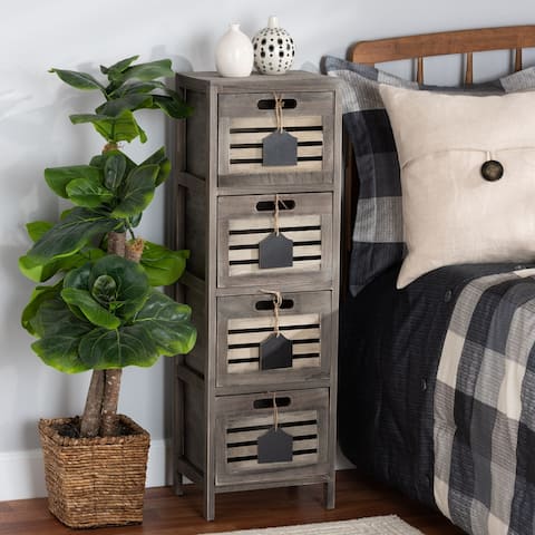 Valko Modern & Contemporary 4-Basket Wood Storage Unit -Grey