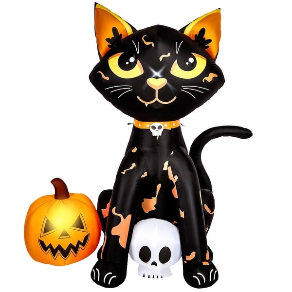 Pyroland Inflatable Cat CAMULAND 5FT Halloween Inflatables Cat & Pumpkin Yard Decorations Built ...