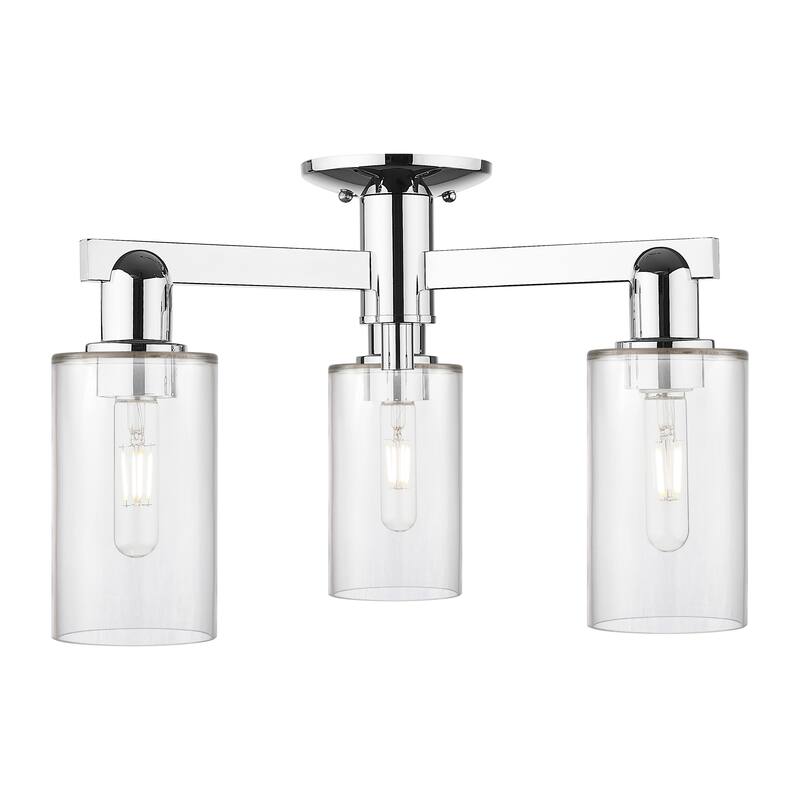 Innovations Lighting Endless Possibilities Arcadia - Clymer - 3 Light 21" Semi-Flush Mount - Clear/Polished Chrome