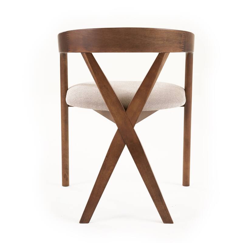 Modrest Weiss Mid-Century Modern Light Brown Fabric & Walnut Dining Chair