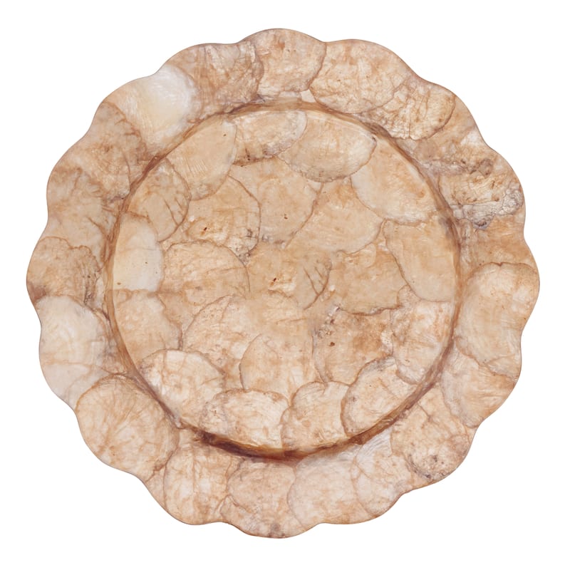 Capiz Shell Scalloped Charger Plates (Set of 4) - Decorative Table Chargers for Dining & Entertaining, 13"