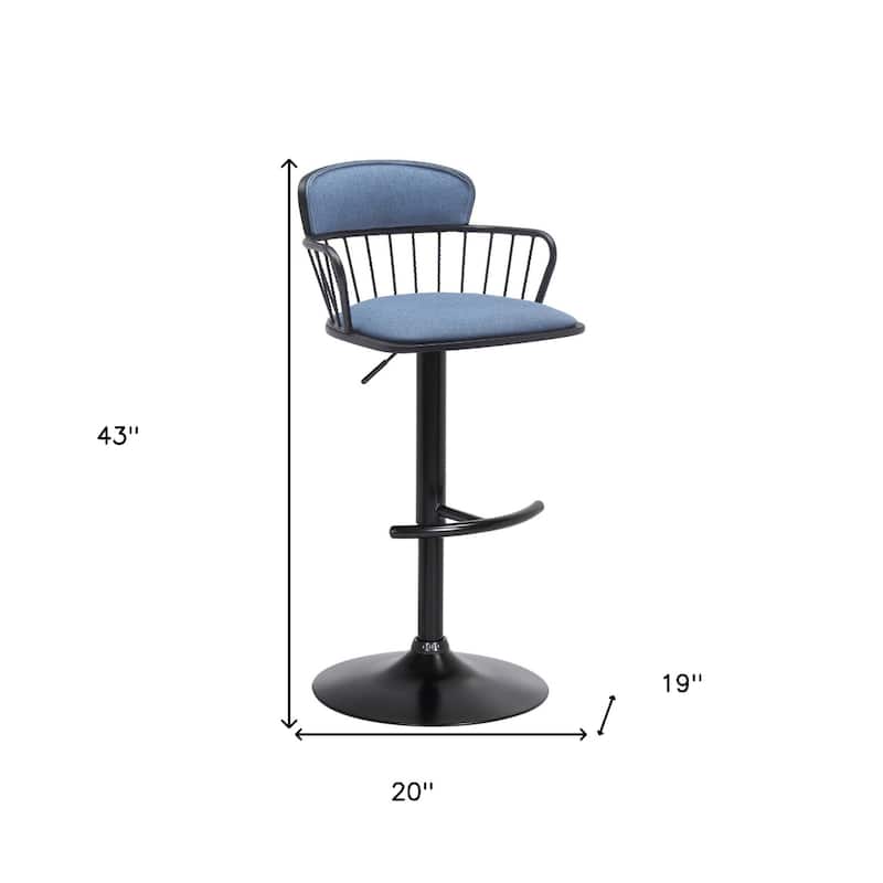 Adjustable Height Swivel Bar Stool with Faux Leather Seat Footrest and Metal Pedestal Base for Kitchen - 43”H x 19”W x 20”D