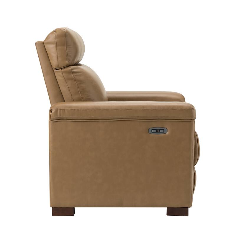 Alicia 34.65" Wide Contemporary Classic Genuine Leather Power Recliner With USB Port, Set of 2