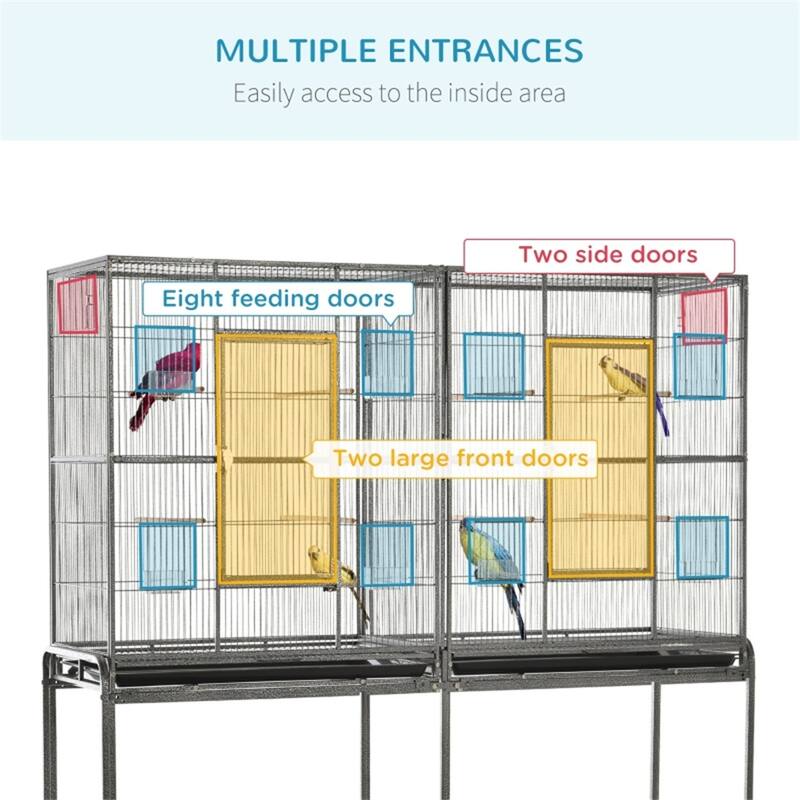 Spacious Metal Bird Cage with Perches, Food Containers & Storage Shelf Ideal for Small to Medium Birds