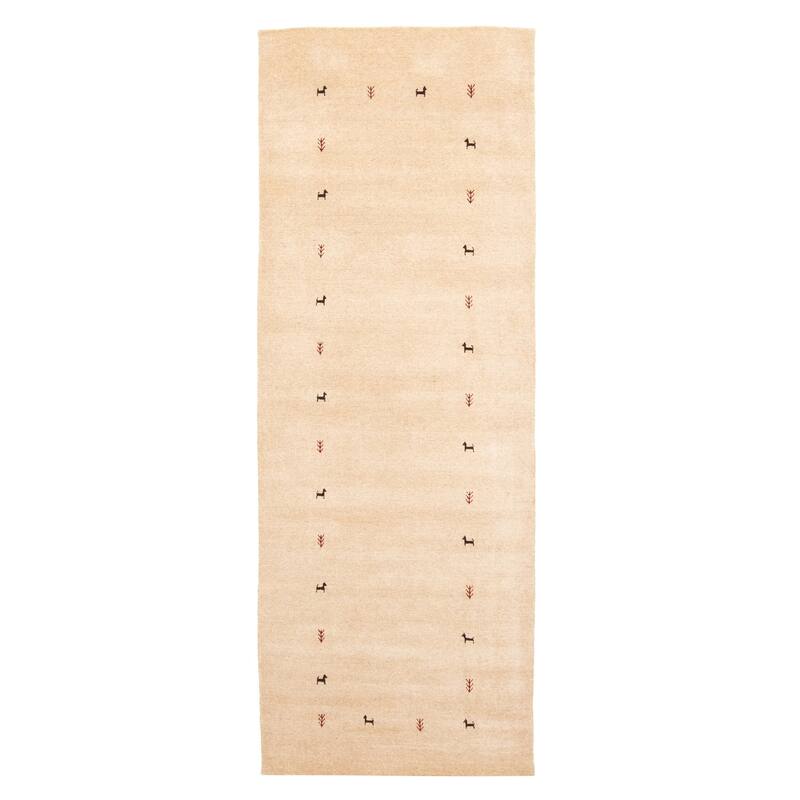 ECARPETGALLERY Hand Loomed Kashkuli Gabbeh Beige Wool Rug - 2'8 x 7'7