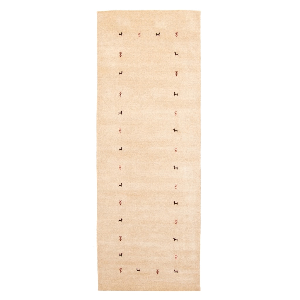 ECARPETGALLERY Hand Loomed Kashkuli Gabbeh Beige Wool Rug - 2'8 x 7'7