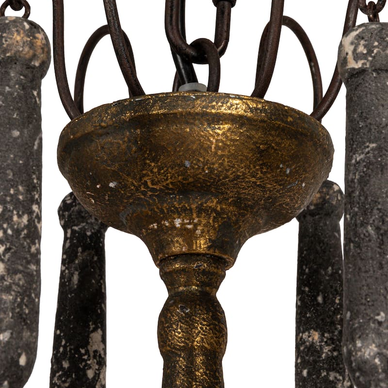 Distressed Metal Pendant Lamp with Wood Drops