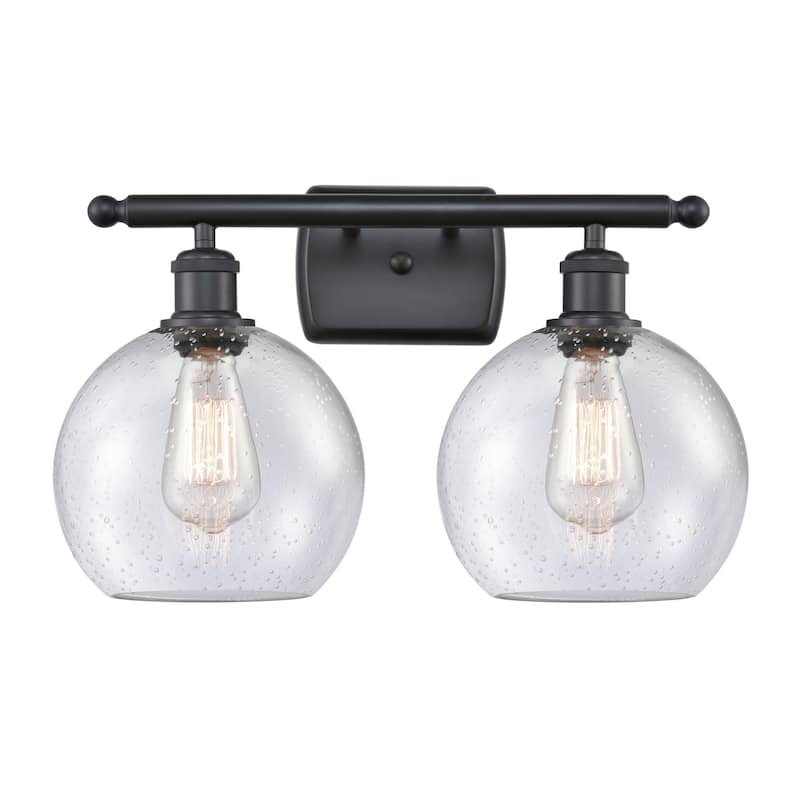 Innovations Lighting 516-2W-11-18 Athens Vanity Athens 2 Light 18" - Matte Black / Seedy