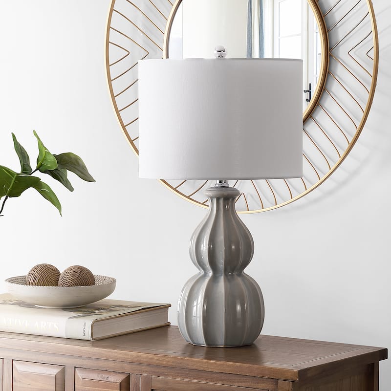 SAFAVIEH Lighting Gladys 24.5-inch Ceramic Table Lamp - 14" x 14" x 24.5" - 14Wx14Dx25H - Grey