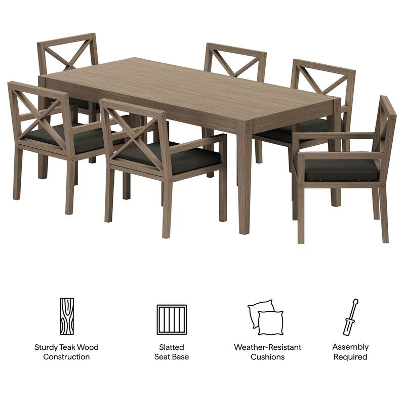 Northlake 7-Piece Outdoor Patio Teak Wood Dining Set
