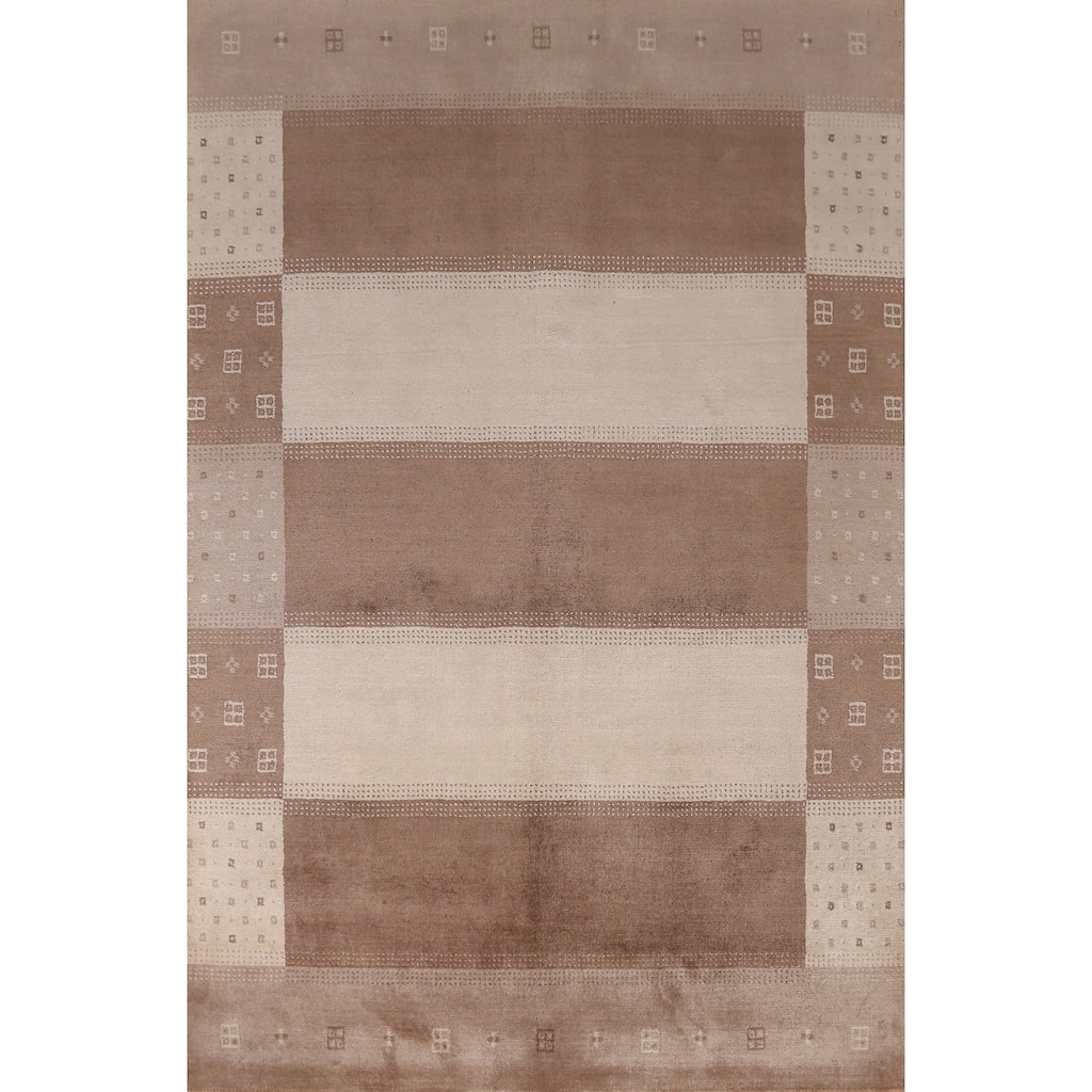 Gabbeh Indian Area Rug Handmade Brown Modern Wool Carpet - 5'4" x 7'8"