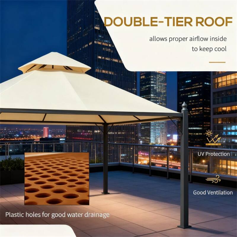 10' x 10' Steel Outdoor Patio Gazebo with Polyester Privacy Curtains