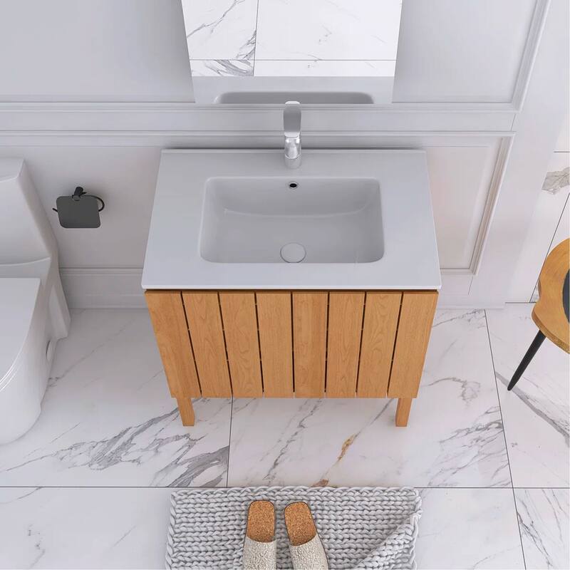 30" Freestanding Bathroom Vanity with White Ceramic Sink - 29.92'' x 18.31'' x 33.46''