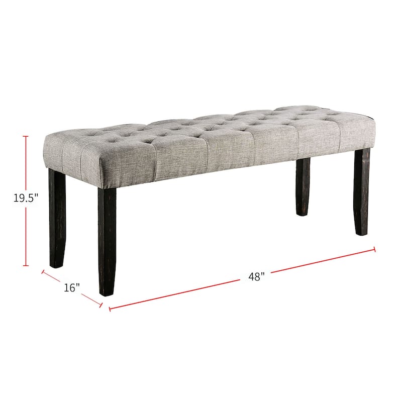 Fabric and Wood Dining Bench