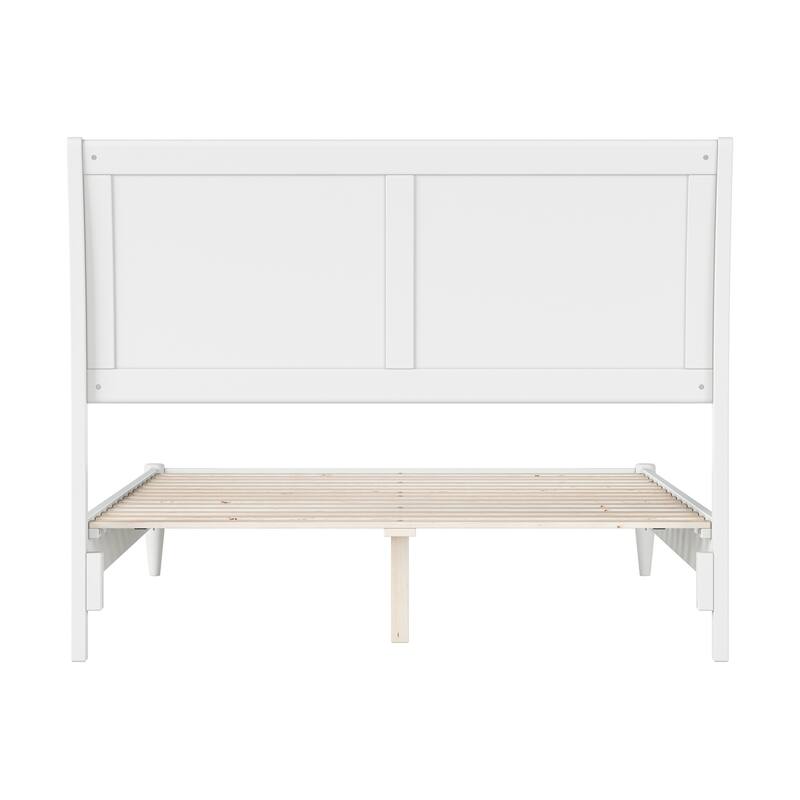 Solid Wood Sleigh Bed - Low Profile Platform Bed Frame - Full Size Bed - Modern Bedroom Furniture