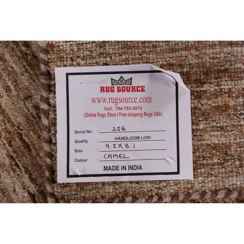 Hand Knotted Oriental 100% Wool Carpet Tribal Tribal Brown Gabbeh Area Rug - 9' 5'' X 8' 1''