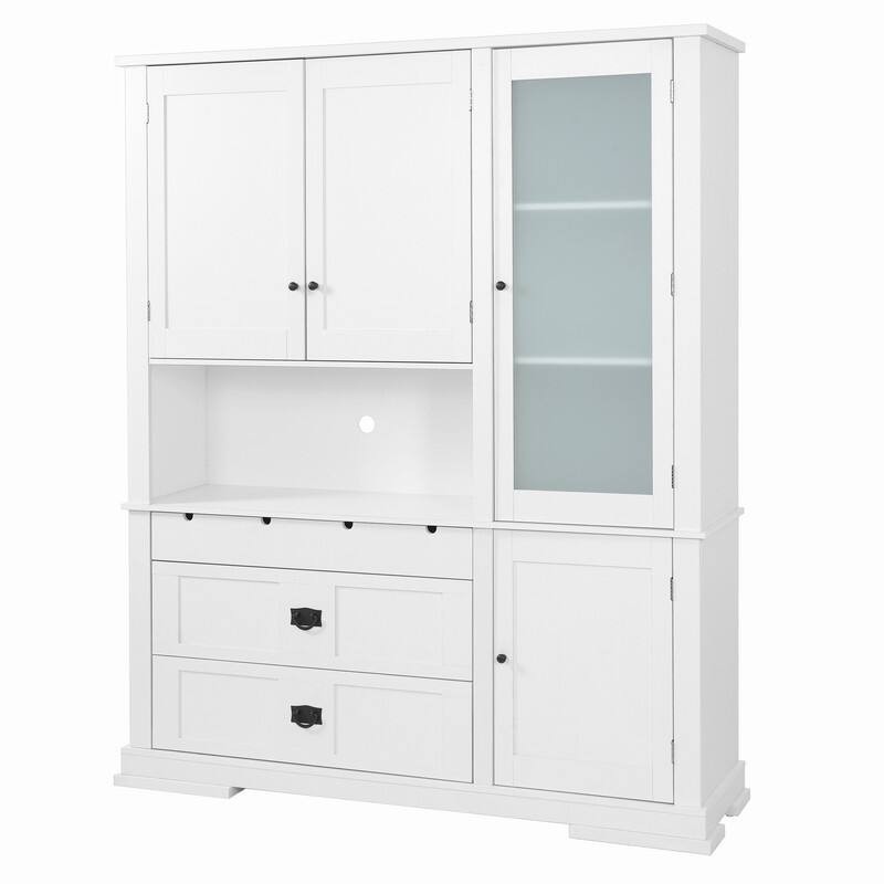 Freestanding 78.3" Kitchen Pantry with Hutch, Large Kitchen Pantry Storage with Drawers,Door Shelf and Adjustable Shelves