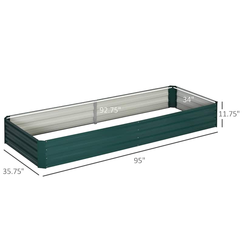 Outsunny 95" x 36" x 12" Galvanized Raised Garden Bed, Metal Elevated Planter Box, Easy DIY and Cleaning for Growing Flowers