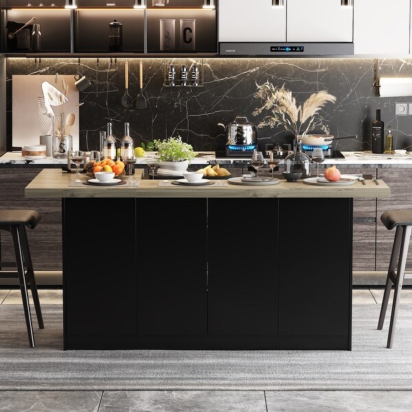 Modern Kitchen Island Storage Cabinet Large Countertop Prep Station