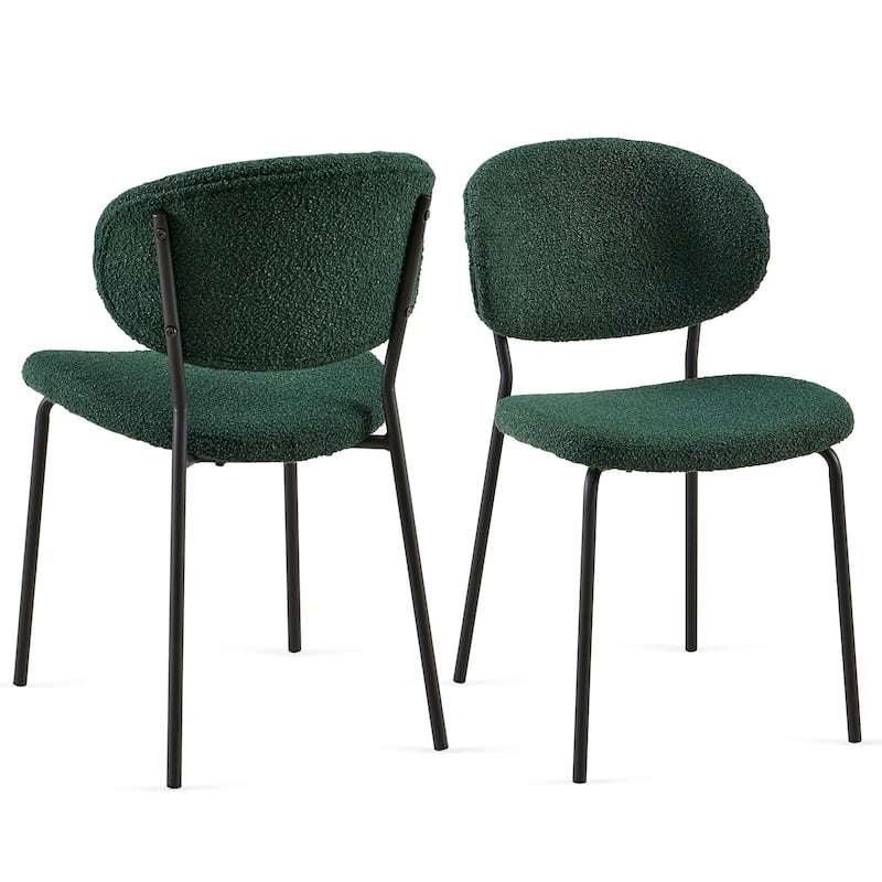 Boucle Fabric Dining Chairs Set of 2,Dining Chairs with Metal Legs for Dining Room, Kitchen, Living Room